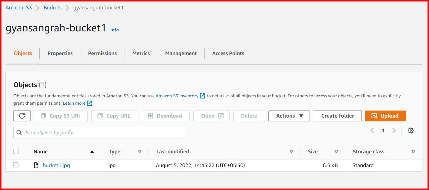 Picture showing the image file uploaded on first bucket